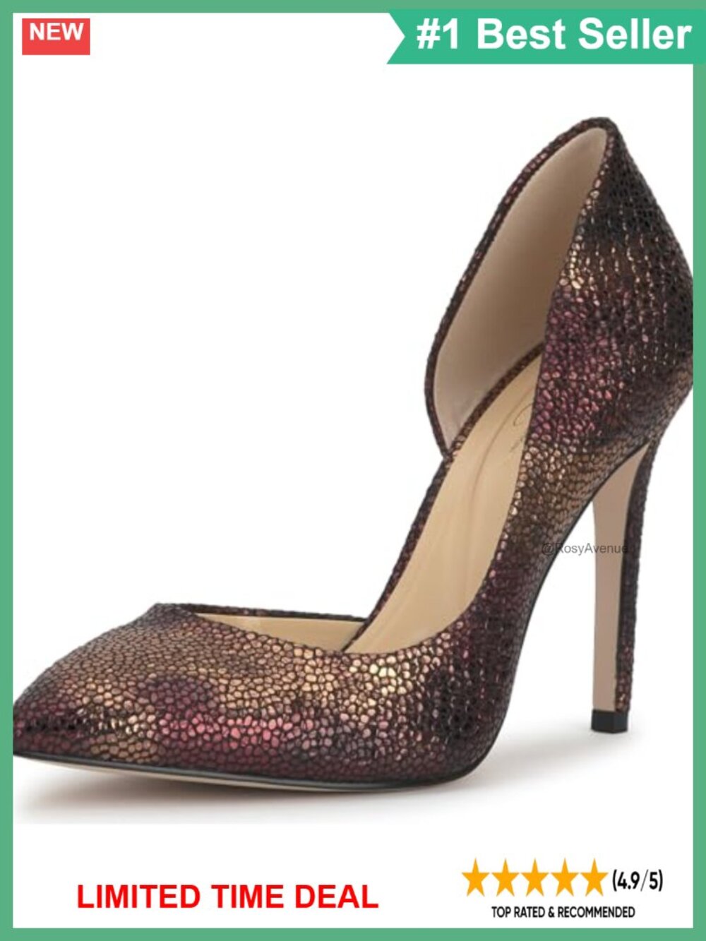 Jessica Simpson Prizma D'Orsay Pump Pointed Toe Stiletto Heel Faux Leather